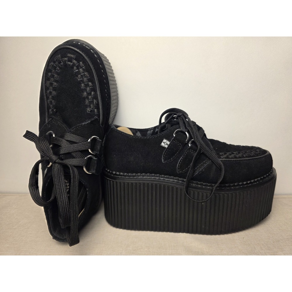 TUK US Mens 5 Euro 38 Black Suede Classic Stainless D-ring Low Creeper